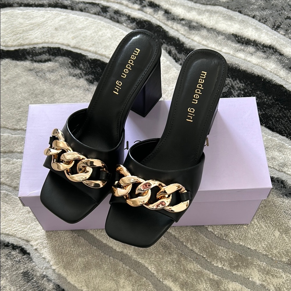 Madden Girl Block Heels with Gold Chain